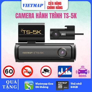 Cam hành trình Vietmap TS-5K ghi hình Ultra 4K, ADAS hỗ trợ lái xe an toàn
