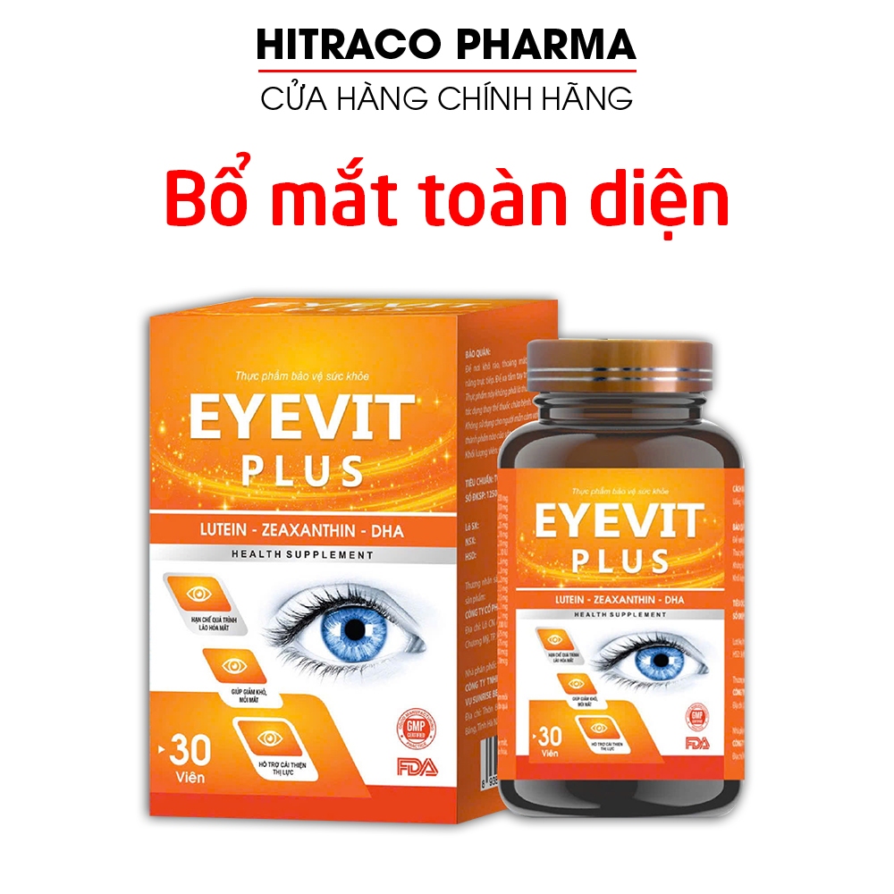 Viên sáng mắt Eyevit Plus bổ sung dưỡng chất giúp khỏe mắt, bổ mắt, tăng thị lực - 30 viên