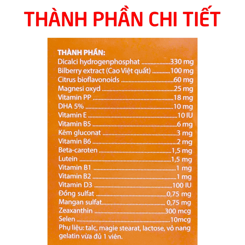 Viên sáng mắt Eyevit Plus bổ sung dưỡng chất giúp khỏe mắt, bổ mắt, tăng thị lực - 30 viên