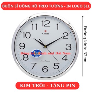 Đồng hồ treo tường Kashi K78 Ø32cm viền bạc nền trắng đơn giản, sang trọng
