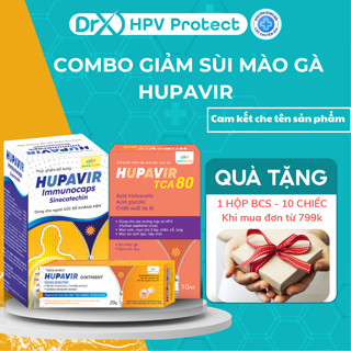 Combo hỗ trợ sùi mào gà Hupavir giảm sùi,  hỗ trợ ngăn tái nhiễm sùi mào gà-VU60+TCA50+Kem bôi