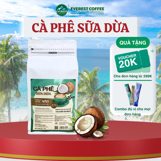   Túi 1kg  Cà Phê Sữa Dừa Hương Tự Nhiên  Cafe Hòa Tan 4in1 Thơm Béo Cốt Dừa - Everest Coffee SDT3 