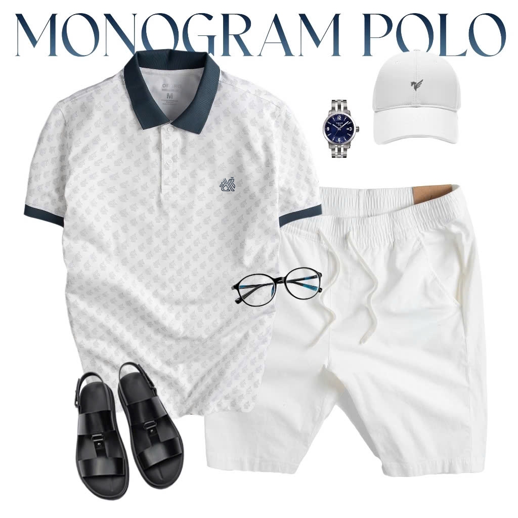Áo polo nam TORANO MONOGRAM POLO bo kẻ chất thoáng khí thoải mái vải cotton trơn BASIC GSTP051 | BigBuy360 - bigbuy360.vn
