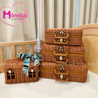  VALI MÂY PHONG CÁCH VINTAGE GIỎ MÂY ĐỰNG ĐỒ TRANG ĐIỂM DECOR CHỤP ẢNH VINTAGE 