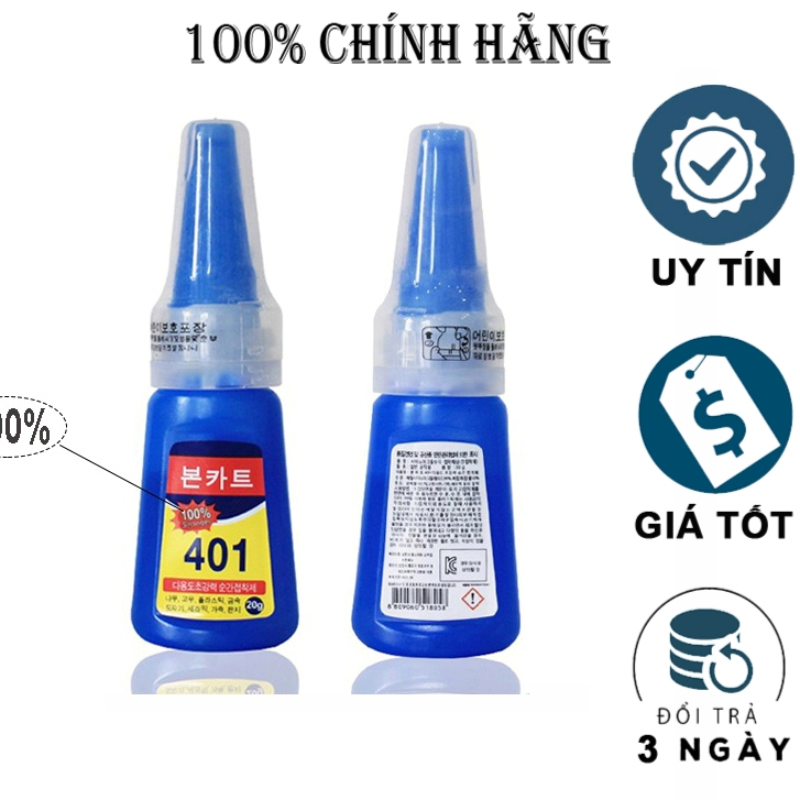 Keo 401 chính hãng, keo dán móng 401 loại 100% siêu chắc nail 20g