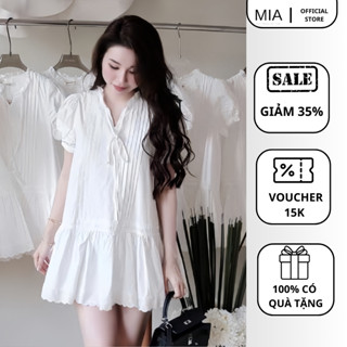 Đầm baby doll thiết kế tay bồng tiểu thư sang chảnh váy trắng cao cấp dễ thương MIA Clothing V318