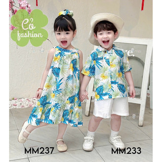 Set đồ cặp đi biển chị em lụa đũi cao cấp Cỏ fashion