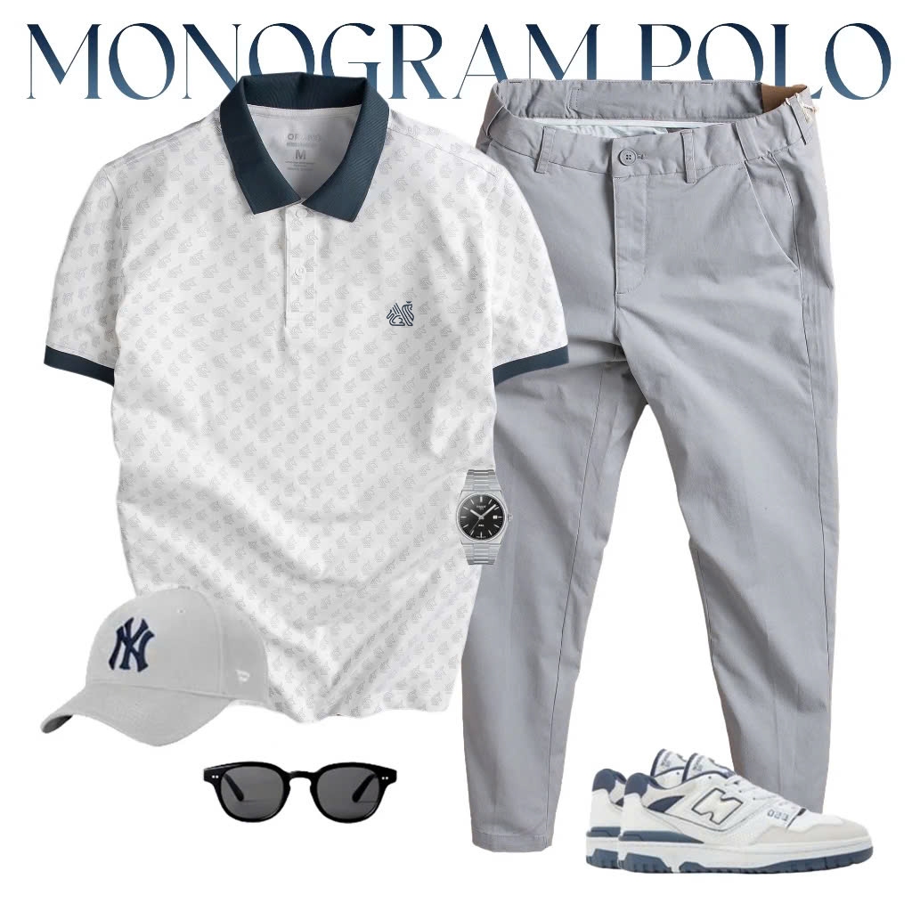 Áo polo nam TORANO MONOGRAM POLO in tràn họa tiết, chất thoáng khí, thoải mái, thanh lịch, sang trọng GSTP051 | BigBuy360 - bigbuy360.vn