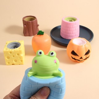 Đồ chơi thú trốn tìm Squishy Mochi Pop up Squirrel- ếch gấu dâu sóc thỏ cà rốt