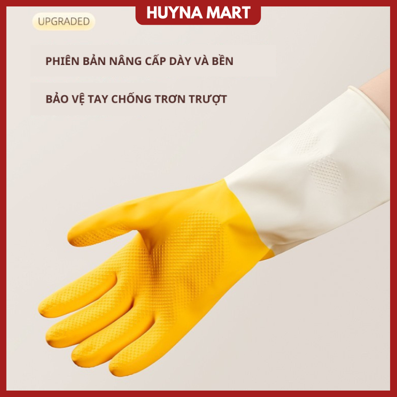 (Dày và bền) Găng tay cao su nhà bếp, rửa chén, vệ sinh nhà cửa, chống thấm nước, bản nâng cấp mới N