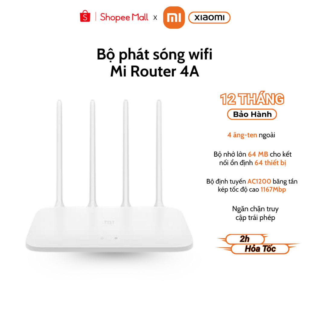 Bộ phát sóng Wifi Mi Router 4A High Speed - Chính hãng - Bảo hành 12 tháng