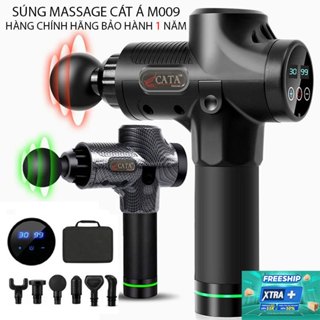 Máy massage cầm tay CÁT Á model M009, massage gun 2500mAh, 30 tốc độ rung, 6 đầu massage, màn LCD cảm ứng, BH 1 năm