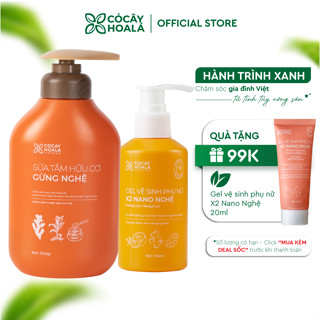 [COMBO MẸ BẦU & MẸ SAU SINH] Sữa Tắm Gừng Nghệ, Dung dịch vệ sinh phụ nữ Gel X2 Nano nghệ Cỏ Cây Hoa Lá