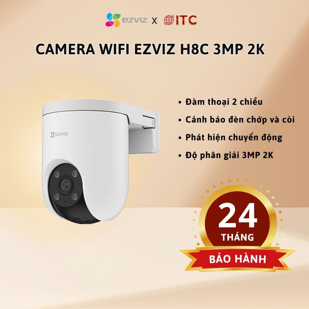 camera ip wifi ezviz h8c pro độ phân giải 3M - 2K có màu ban đêm , báo động còi hú