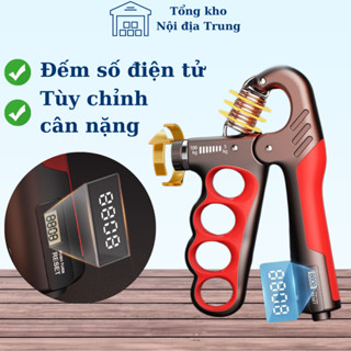 Kìm bóp tay điện tử 100KG có bộ đếm số cơ, dụng cụ tập cơ tay điều chỉnh lực 5-100kg cải thiện sức bền cho tay