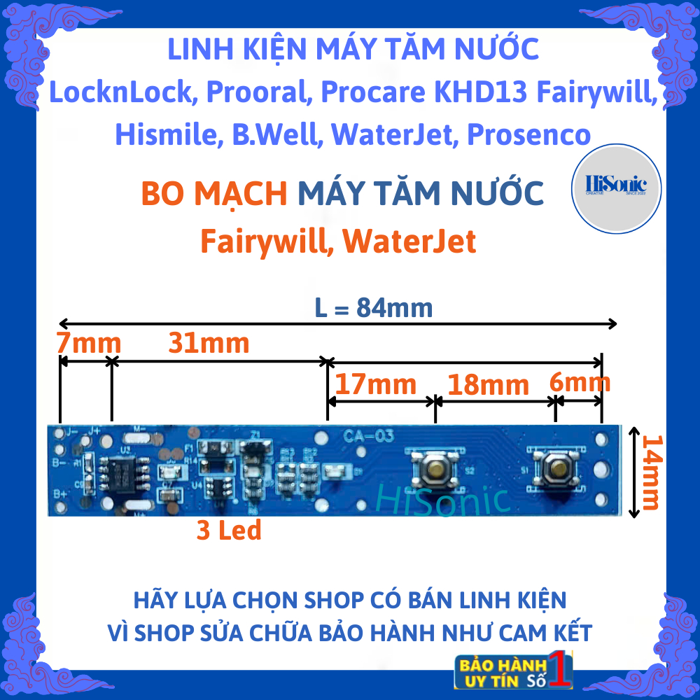 Bo mạch cho máy tăm nước WaterJet, FairywillF5020, Mornwell D52 mới 100% (loại máy sạc có dây)
