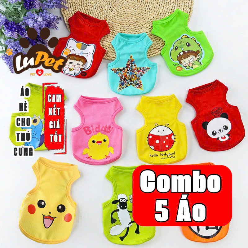 Áo Chó Mèo, Combo 5 ÁoCho Chó Mèo Mùa Hè ,Áo Thú Cưng Giao Mẫu Ngẫu Nhiên