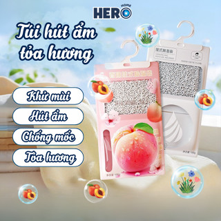  Túi Hút Ẩm Hương Nước Hoa HERO 2 Ngăn Siêu Thấm Hút Chống Mốc Túi Thơm Tủ Quần Áo Tủ Giày Nhà Vệ Sinh Có Móc Treo 