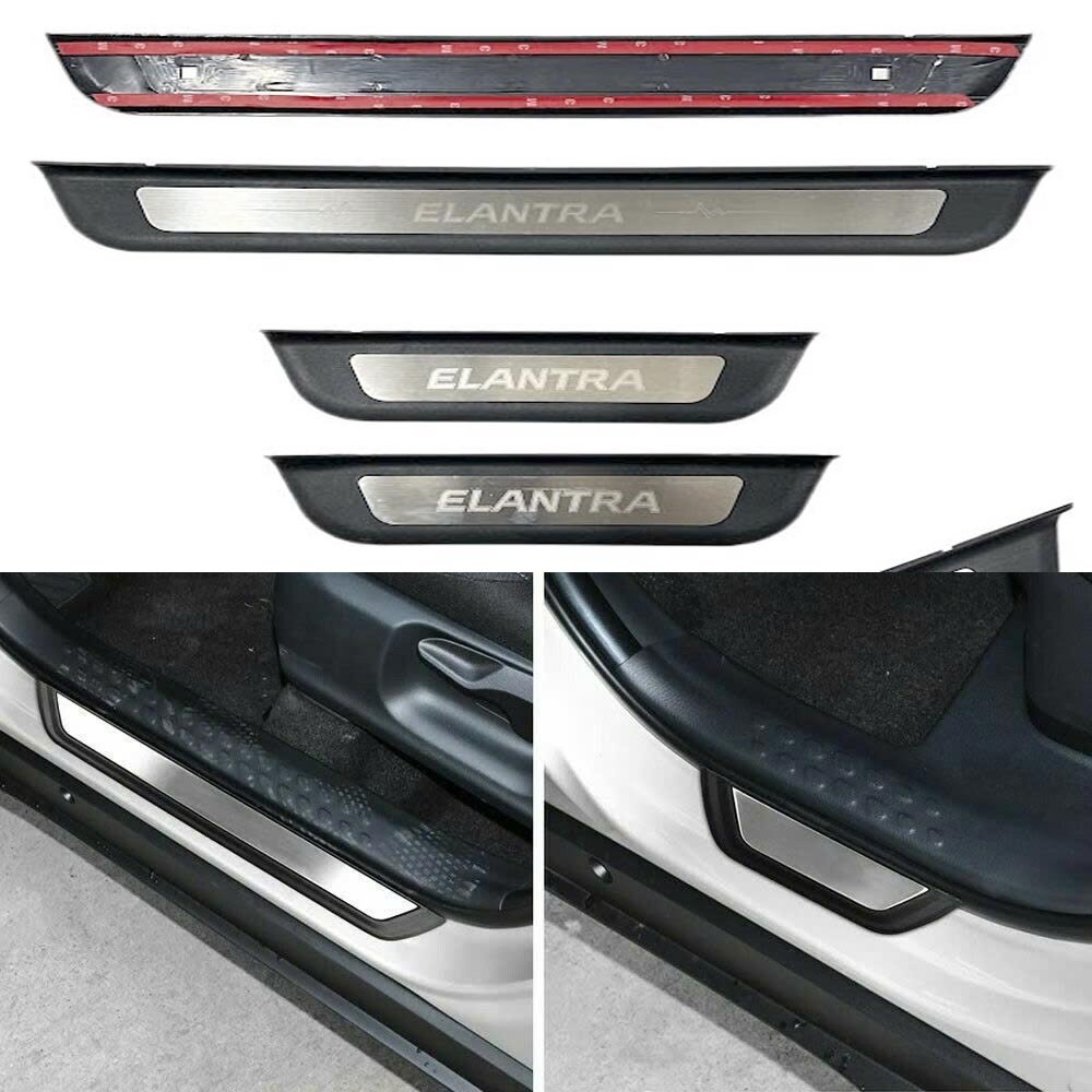 Ốp Bậc Cửa Elantra 2016 2017 2018 2019 2020 2021 ( Bậc Ngoài Nhựa Đen ) - Ốp Bậc Cửa Hyundai Elantra