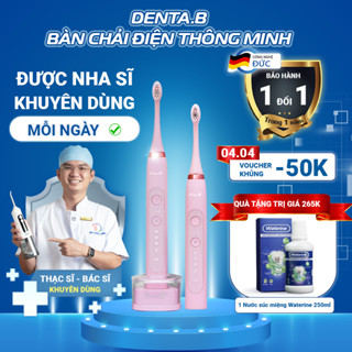 Bàn Chải Điện Denta.B Pro Baby Pink 9 Cấp Độ Phiên Bản Cao Cấp BH 15 tháng Làm Trắng Răng, Sạch Mảng Bám Gấp x10 - Pink