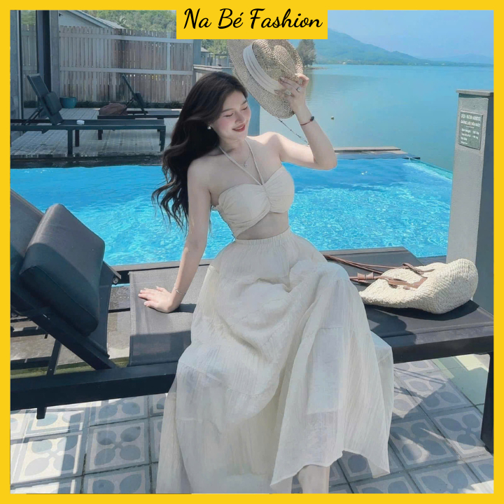 Đầm Maxi Đi Biển Set Váy Nữ Kèm Áo Quây Có Mút Set Váy May 2 Lớp Chất Vải Tơ Xốp Quảng Châu Mềm Mát | BigBuy360 - bigbuy360.vn