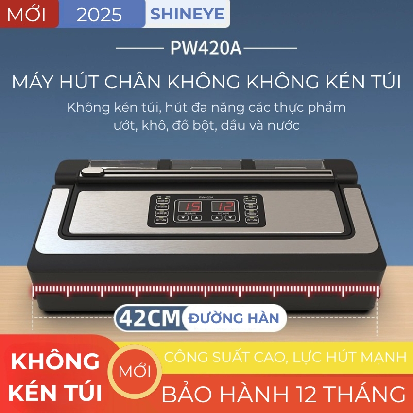Máy hút chân không không thực phẩm không kén túi ShineYe PW420A  Hàng nhập khẩu chính hãng - Bảo hành toàn quốc 12 tháng