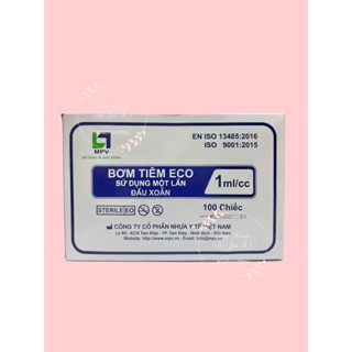 Bơm Tiêm Thẩm Mỹ Đầu Xoắn 1ml MPV Hộp 100 Cái, Lắp Đầu Kim Meso 34G, Chống Trào Dưỡng Chất, Tiết Kiệm Tinh Chất Tiêm