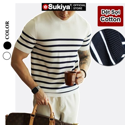 Áo Len Dệt Kim Cổ Tròn Nam BASIC SUKIYA Chất Sợi Cotton Cao Cấp Mềm Mịn Thoáng Mát AL80
