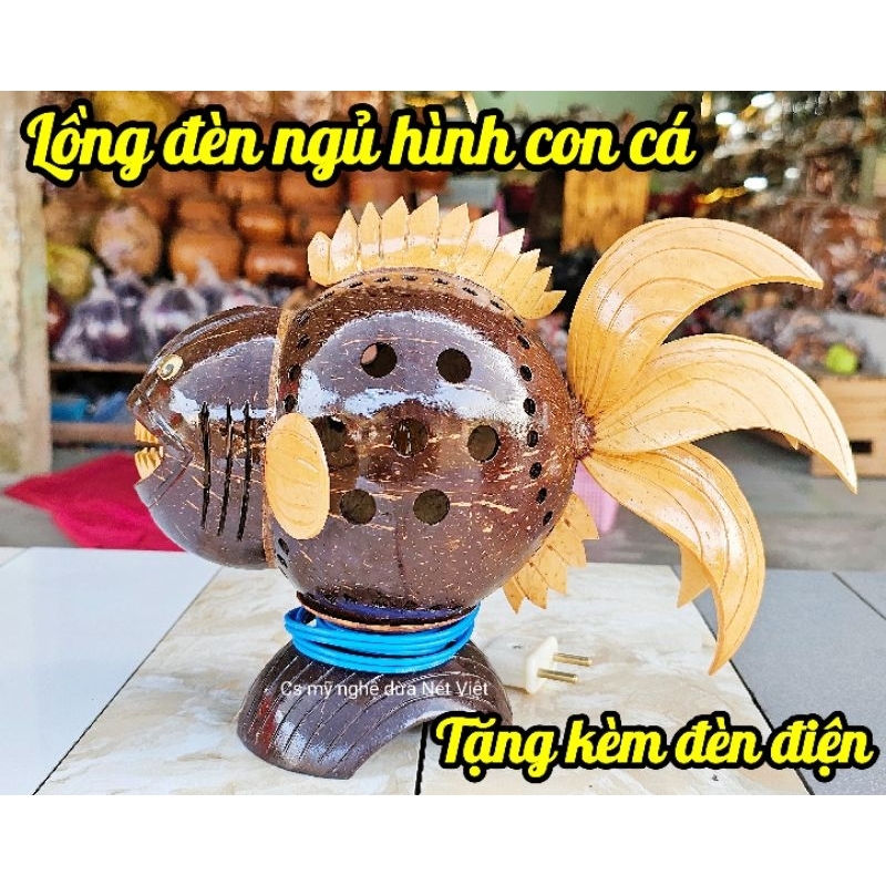 Lồng đèn ngủ tạo hình con cá/ Lồng đèn gáo dừa/ lồng đèn trang trí/ lồng đèn trung thu