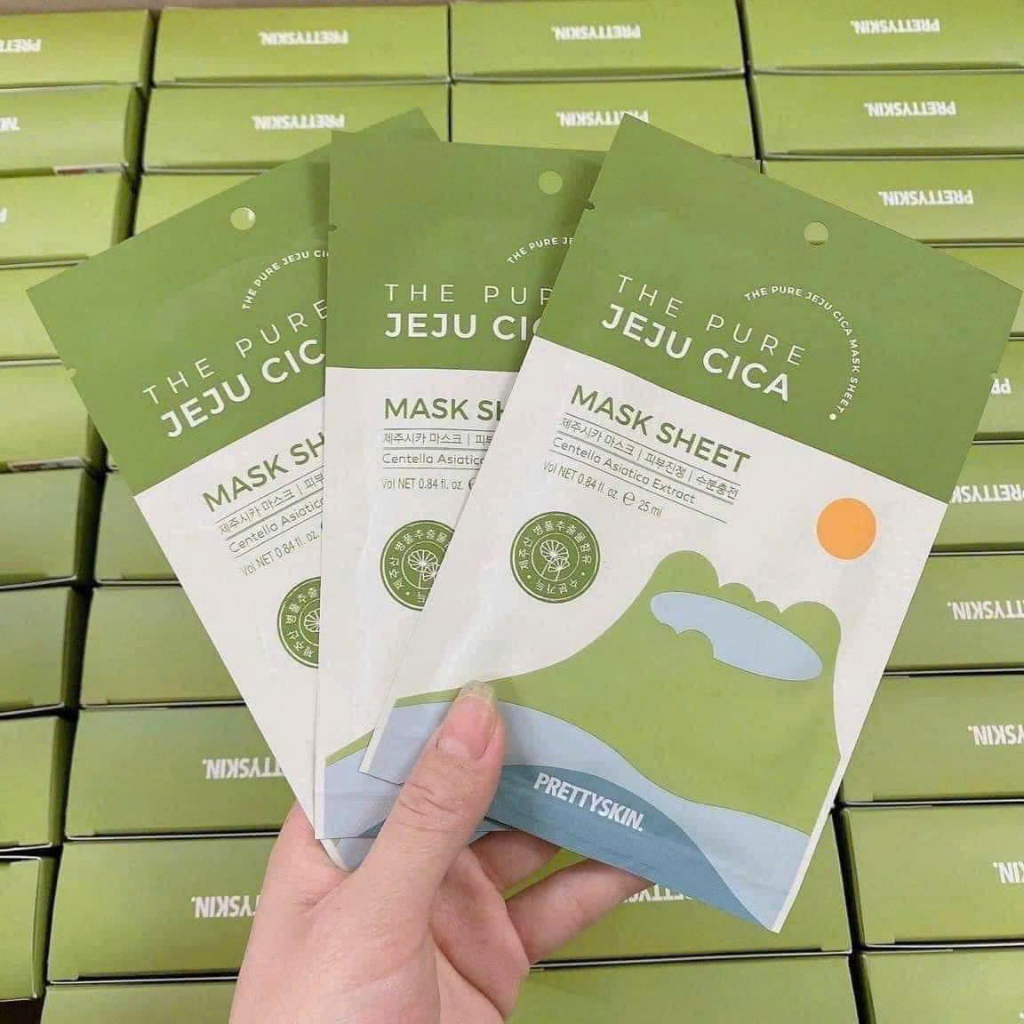 Mặt nạ rau má PrettySkin The Pure Jeju Cica Mask Sheet
