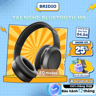 Tai Nghe Chụp Tai BRIDIO M8 Không Dây Chồng Ồn Bluetooth Pin Đến 12 Giờ, Có Thể Gấp Gọn, Có Mic