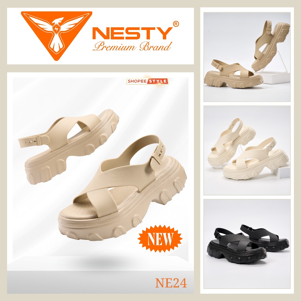 [GIAO HỎA TỐC] DÉP SANDAL ĐẾ CAO QUAI CHÉO CAO CẤP THƯƠNG HIỆU NESTY MÃ NE24
