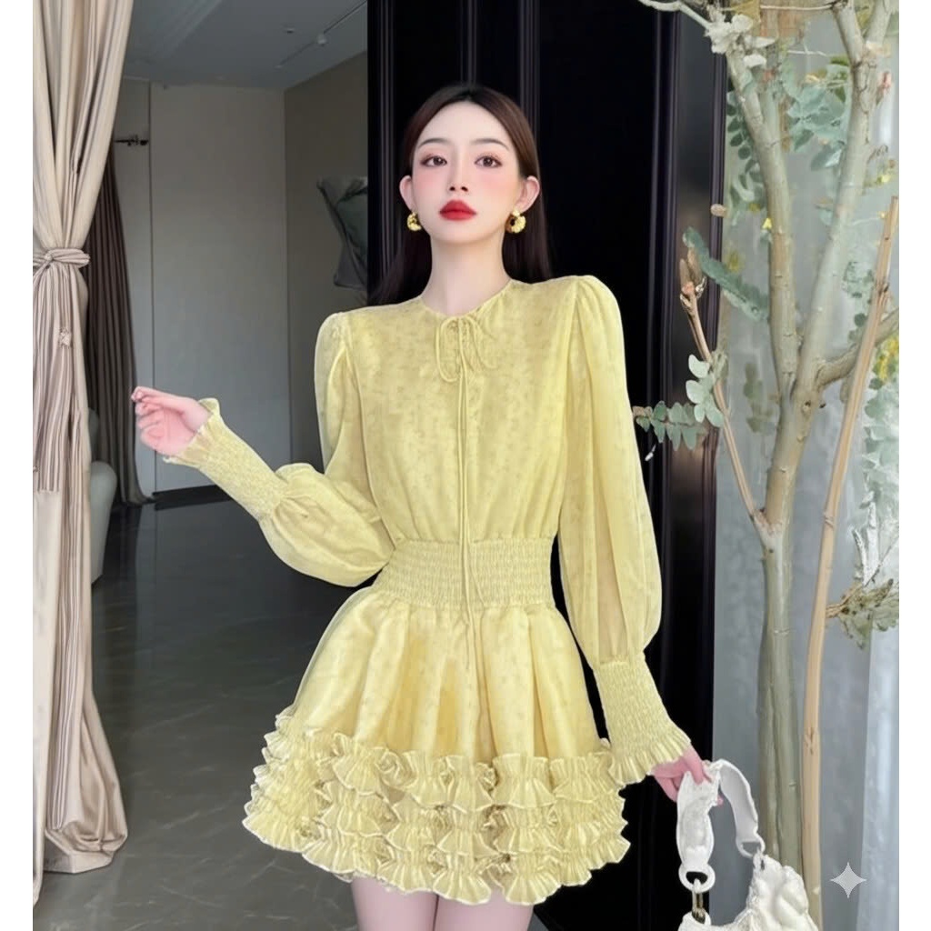 Đầm thiết kế chân váy bèo tầng  HUYỀN MY STORE H211