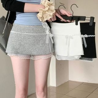  Chân Váy Ngắn Nữ Phối Ren SANJOLI Váy Kiểu Nữ Đi Biển Ôm Body Tôn Dáng Nhiều Màu Trắng Đen Xám AO CV007 