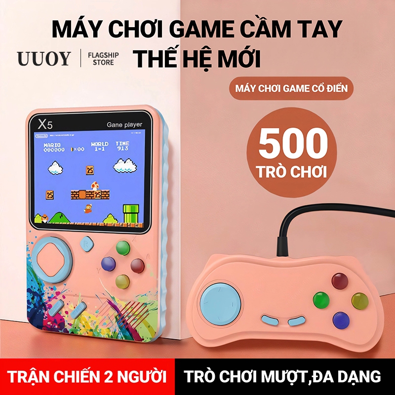 Game Boy Mini Máy Chơi Game Retro 500 Trò Chơi | 2 Người Chơi | Kết Nối TV | Pin Lâu | Quà Tặng