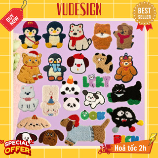Sticker Vải, Sticker Ủi Thêu Quần Áo, Balo, Túi, Mũ Needle Punch Len Chọt Chữ Con Vật Trang Trí Điện Thoại Vudesign