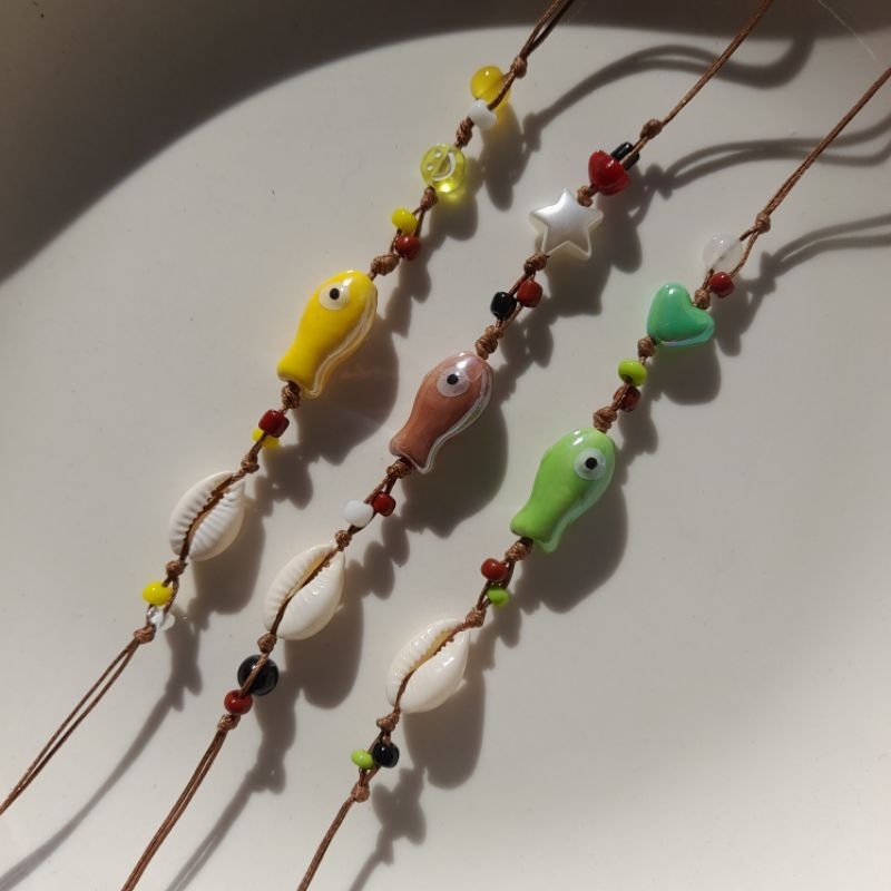 Vòng tay dây rút charm cá gốm [Friendship bracelet]