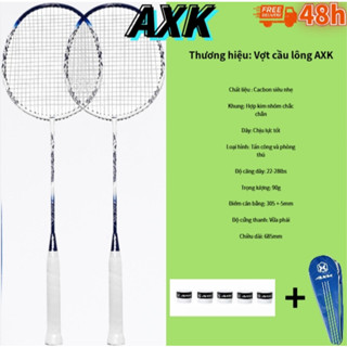 2 Vợt cầu lông AXK Air cao cấp, Chất liệu carbon siêu nhẹ 90g tặng kèm bao đựng và quấn cán
