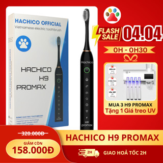 Bàn chải điện Hachico Sonic H9 Promax màu đen, đánh răng điện tự động với lông chải siêu mềm