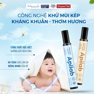 Xịt khử mùi thơm quần áo em bé Apilab Deodorant kháng khuẩn & loại bỏ mùi hôi khó chịu 10ml