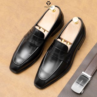  Giày Lười Nam Da Bò Cao Cấp 0184 POLYTINO Giày Penny Loafer Công Sở Đế Phíp Gỗ Tăng Chiều Cao BH 12T 