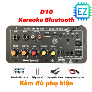  Bo mạch D10 khuyếch đại âm thanh hát Karaoke Bluetooth 12 24 220V đủ phụ kiện 