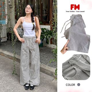 Quần Kaki Nữ Ống Suông FMSTYLE – Kẻ Sọc Cá Tính, Vải Dày Dặn, Kèm Dây Thắt, Đủ Size 25030551