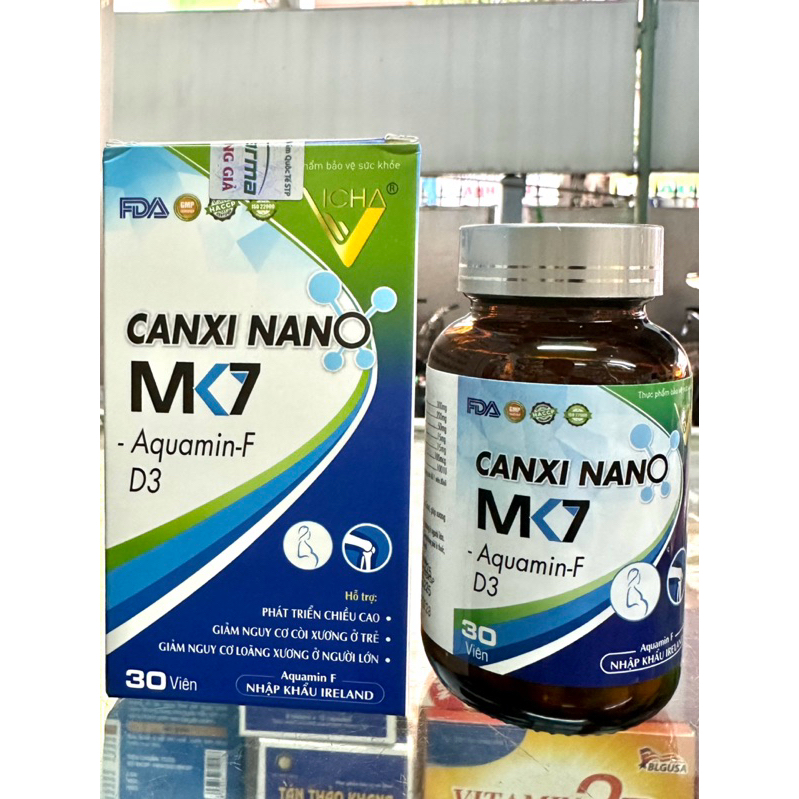 VIÊN UỐNG CANXI NANO MK7 -AQUAMIN-F chai 30 VIÊN VICHA ✅ CHÍNH HÃNG
