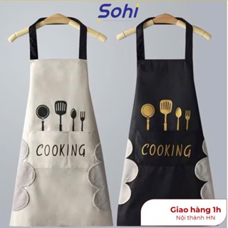 Tạp dề nấu ăn vải chống thấm nước, có túi đựng lớn và lau tay SOHI T012.