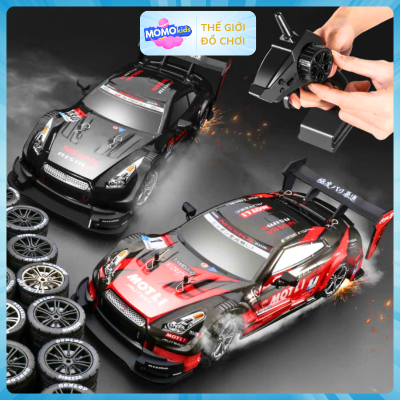Xe ô tô điều khiển từ xa Drift tốc độ cao, Đồ chơi oto điều khiển từ xa, phiên bản 2 cầu, đèn led siêu sáng Momo kids