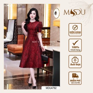  Váy Thiết Kế MDU4792 Dáng Dài Xòe Nhẹ Với Chất Liệu Gấm Dập Vân Hoa Từ MDU 
