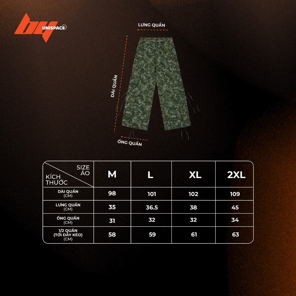 Quần dài túi hộp kaki ống rộng By UniSpace unisex nam nữ Camo Pants | BigBuy360 - bigbuy360.vn