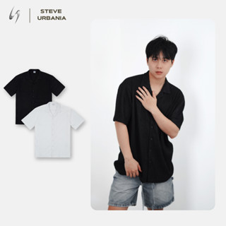  Áo sơ mi Local Brand STEVE URBANIA  tay ngắn chất đũi gân sóng STEVE WAVES SHIRT mềm mát thoáng khí phong cách unisex 
