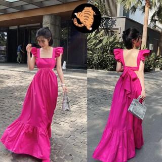 ( HÀNG CHUẨN ĐẸP ) Đầm maxi tay cánh tiên lai bèo cột nơ lưng Nanami trẻ trung quyến rũ gợi cảm - ATNU075